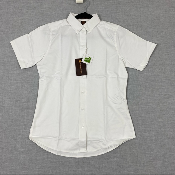 Harrington White Uniform Dress Shirt Top Cotton Button Down NEW Small - Picture 6 of 9